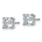 14K White Gold 2 ct Certified Lab-Created Diamond VS+ F+, Cushion-Cut 4-Prong Stud Earrings