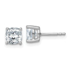 14K White Gold 2 ct Lab-Created Diamond VS+ F+, Cushion-Cut 4-Prong Stud Earrings