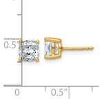 14K Yellow Gold 2 ct Certified Lab-Created Diamond VS+ F+, Cushion-Cut 4-Prong Stud Earrings