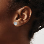 14K White Gold 3 ct Lab-Created Diamond VS+ F+, Cushion-Cut 4-Prong Stud Earrings