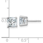 14K White Gold 3 ct Certified Lab-Created Diamond VS+ F+, Cushion-Cut 4-Prong Stud Earrings