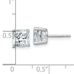 14k White Gold 3 carat Lab Grown Diamond VS/SI+ G+ Cushion Complete Four Prong Stud Earrings
