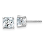 14K White Gold 3 ct Certified Lab-Created Diamond VS+ F+, Cushion-Cut 4-Prong Stud Earrings