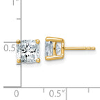 14K Yellow Gold 3 ct Certified Lab-Created Diamond VS/SI+ G+, Cushion-Cut 4-Prong Stud Earrings