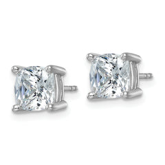 14k White Gold 4 carat Lab Grown Diamond VS+ F+ Cushion Complete Four Prong Stud Earrings