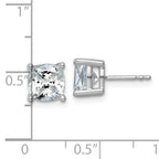 14k White Gold 4 carat Lab Grown Diamond VS+ F+ Cushion Complete Four Prong Stud Earrings