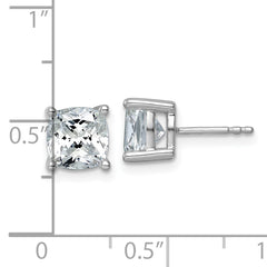 14k White Gold 4 carat Lab Grown Diamond VS+ F+ Cushion Complete Four Prong Stud Earrings