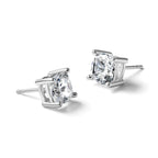 14K White Gold 4 ct Certified Lab-Created Diamond VS/SI+ G+, Cushion-Cut 4-Prong Stud Earrings
