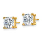 14K Yellow Gold 4 ct Lab-Created Diamond VS/SI+ G+, Cushion-Cut 4-Prong Stud Earrings