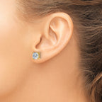 14K Yellow Gold 4 ct Certified Lab-Created Diamond VS+ F+, Cushion-Cut 4-Prong Stud Earrings
