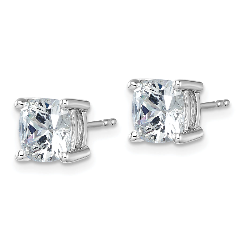 14K White Gold 5 ct Lab-Created Diamond VS+ F+, Cushion-Cut 4-Prong Stud Earrings