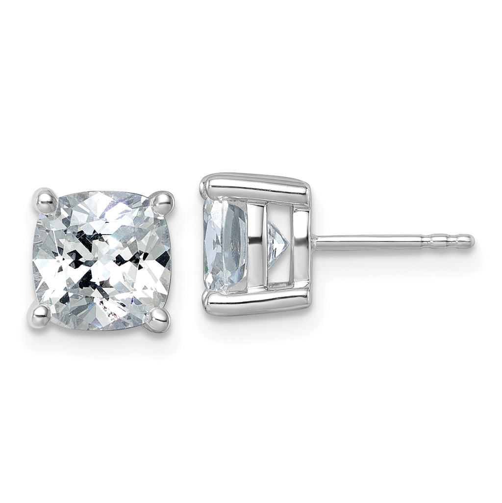 14K White Gold 5 ct Lab-Created Diamond VS+ F+, Cushion-Cut 4-Prong Stud Earrings