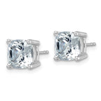 14K White Gold 6 ct Certified Lab-Created Diamond VS+ F+, Cushion-Cut 4-Prong Stud Earrings