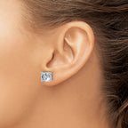 14K White Gold 6 ct Certified Lab-Created Diamond VS+ F+, Cushion-Cut 4-Prong Stud Earrings