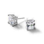 14K White Gold 6 ct Certified Lab-Created Diamond VS+ F+, Cushion-Cut 4-Prong Stud Earrings