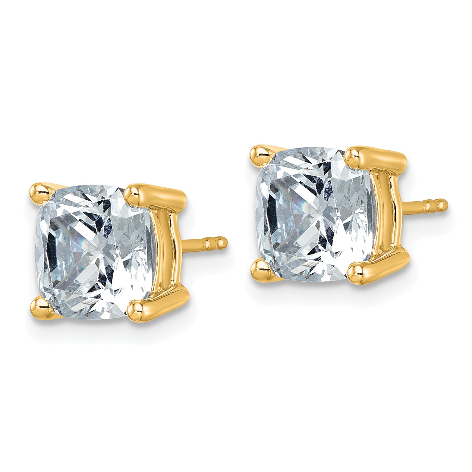 14K Yellow Gold 6 ct Certified Lab-Created Diamond VS/SI+ G+, Cushion-Cut 4-Prong Stud Earrings Secondary image