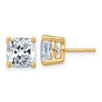 14K Yellow Gold 6 ct Certified Lab-Created Diamond VS/SI+ G+, Cushion-Cut 4-Prong Stud Earrings