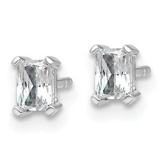 14k White Gold 1/2 carat Certified Lab Grown Diamond VS/SI+ G+ Radiant Complete Four Prong Stud Earrings