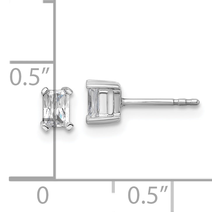 14k White Gold 1/2 carat Certified Lab Grown Diamond VS/SI+ G+ Radiant Complete Four Prong Stud Earrings