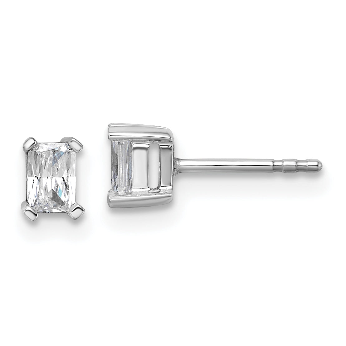 14K White Gold 1/2 ct Certified Lab-Created Diamond VS+ F+, Octagon / Radiant-Cut 4-Prong Stud Earrings Main image