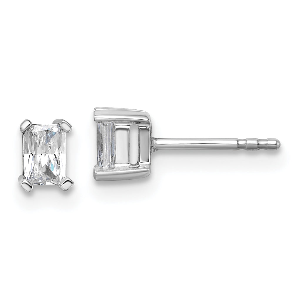 14K White Gold 1/2 ct Lab-Created Diamond VS+ F+, Octagon / Radiant-Cut 4-Prong Stud Earrings