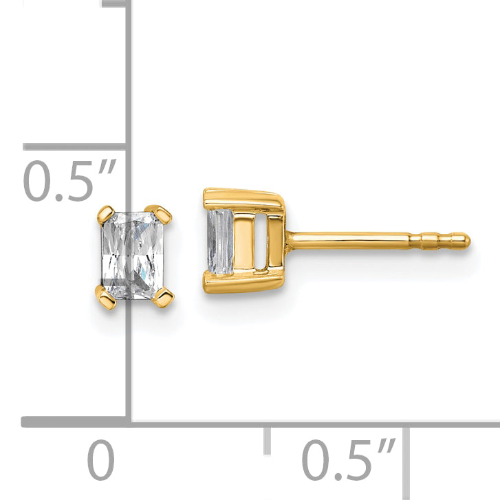 14K Yellow Gold 1/2 ct Certified Lab-Created Diamond VS+ F+, Octagon / Radiant-Cut 4-Prong Stud Earrings