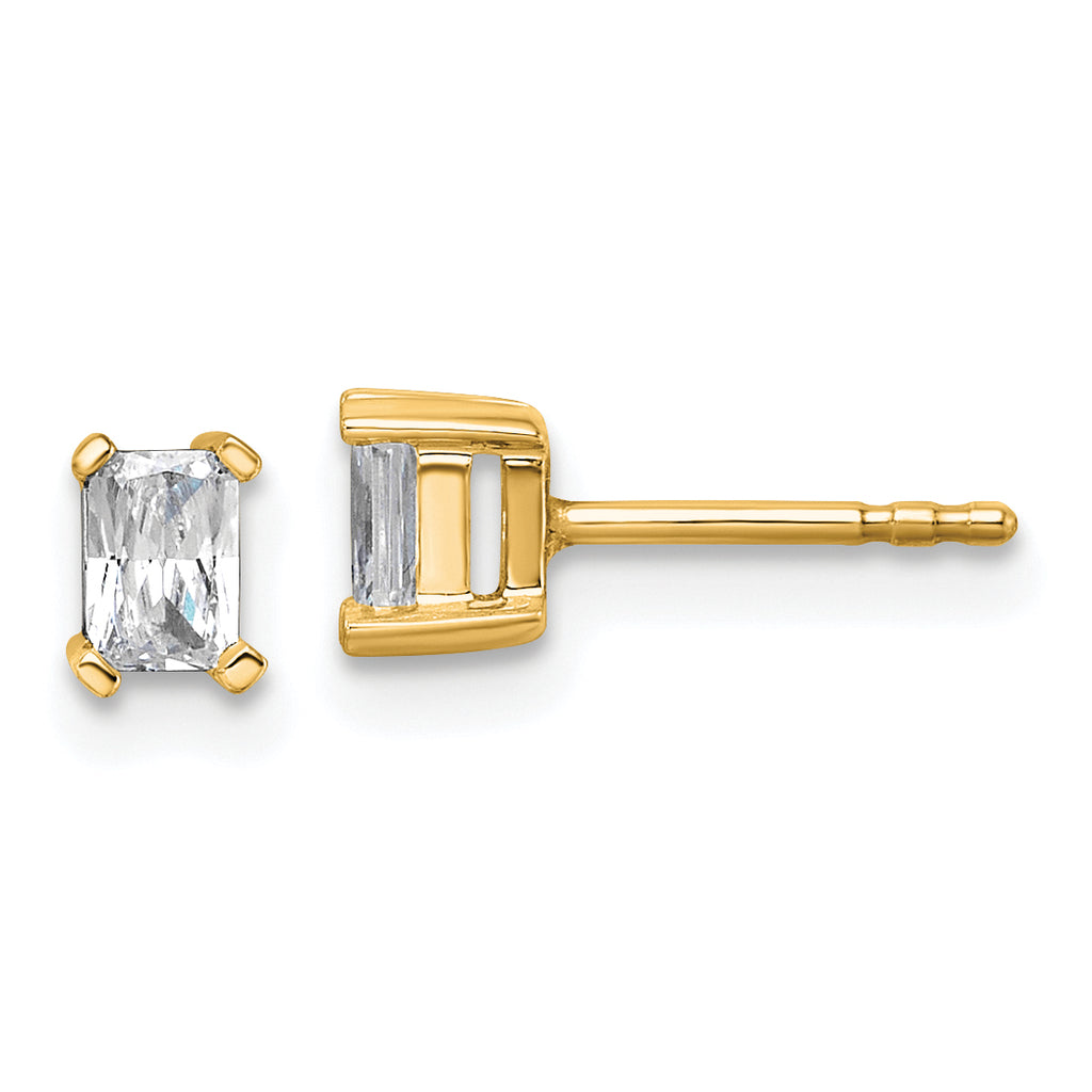 14k 1/2 carat Lab Grown Diamond VS+ F+ Radiant Complete Four Prong Stud Earrings