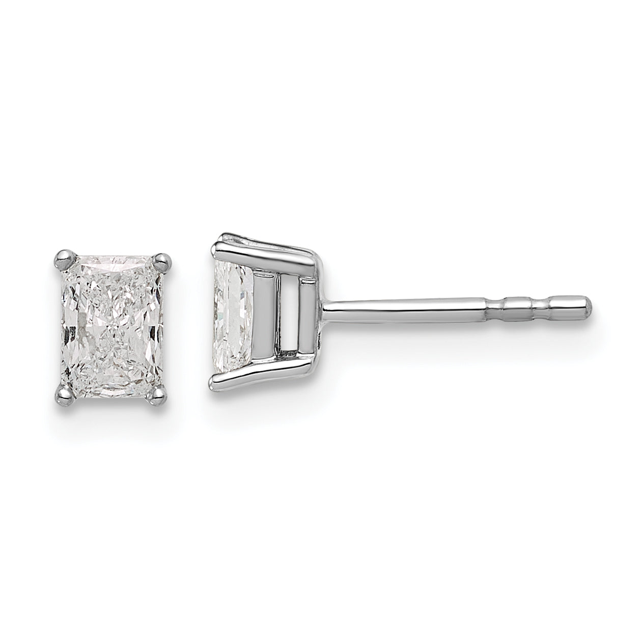 14K White Gold 5/8 ct Lab-Created Diamond VS/SI+ G+, Octagon / Radiant-Cut 4-Prong Stud Earrings