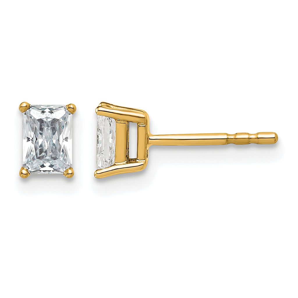 14K Yellow Gold 5/8 ct Lab-Grown Diamond Radiant Stud Earrings