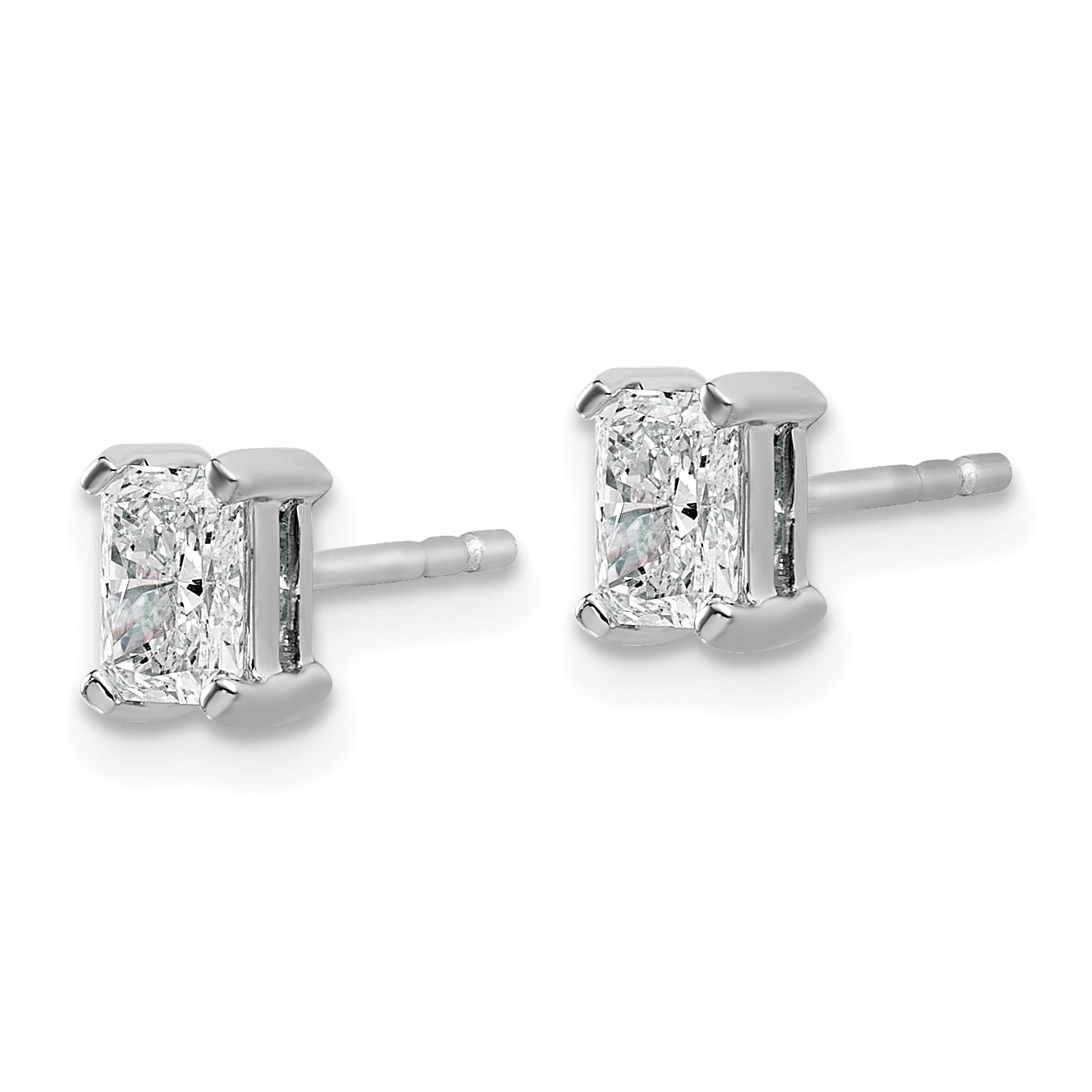 14K White Gold 3/4 ct Lab-Created Diamond VS/SI+ G+, Octagon / Radiant-Cut 4-Prong Stud Earrings Secondary image
