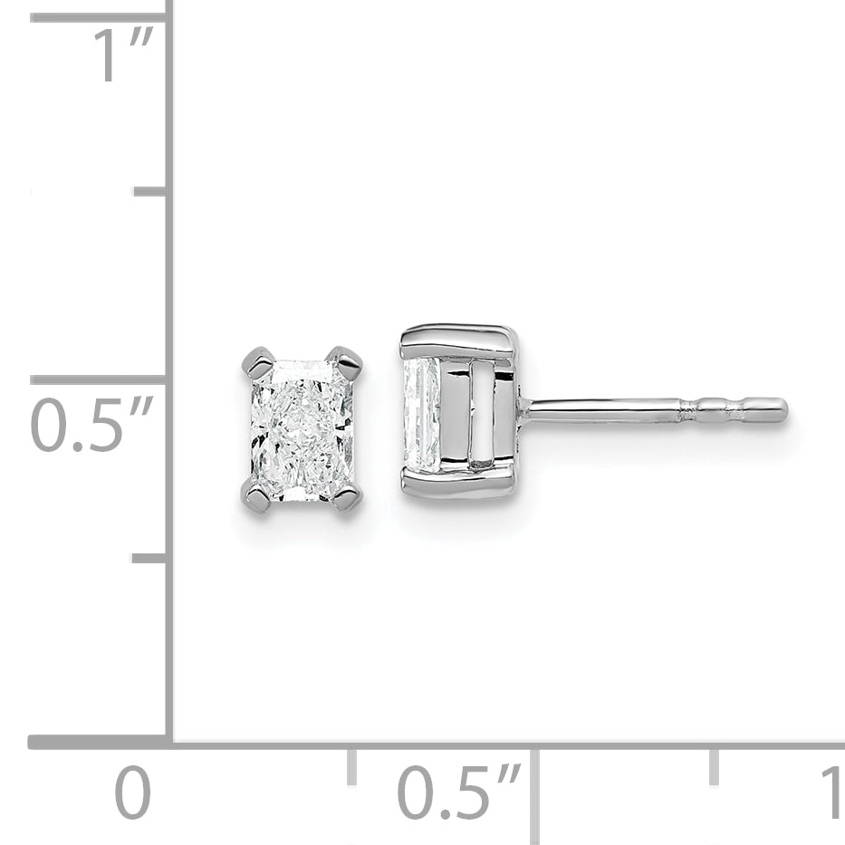 14K White Gold 3/4 ct Lab-Created Diamond VS/SI+ G+, Octagon / Radiant-Cut 4-Prong Stud Earrings