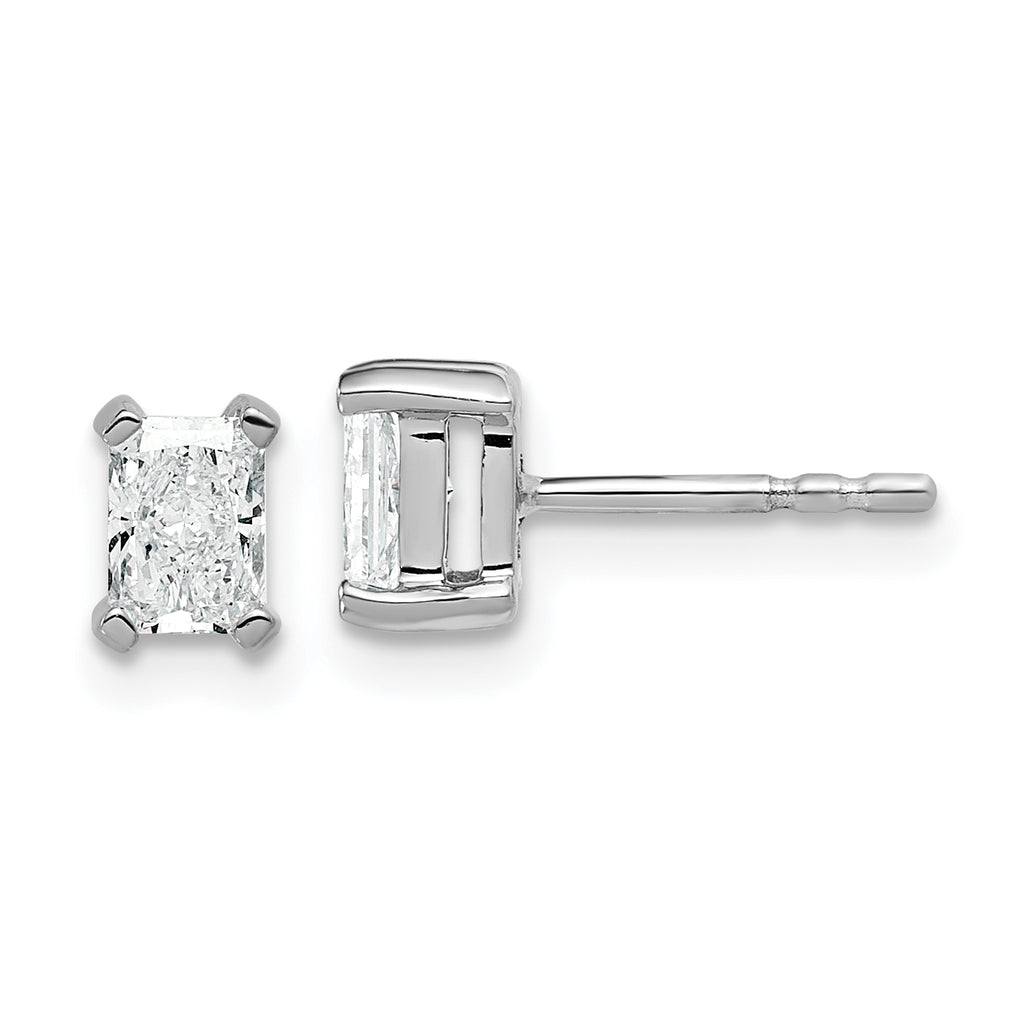 14K White Gold 3/4 ct Lab-Created Diamond VS+ F+, Octagon / Radiant-Cut 4-Prong Stud Earrings