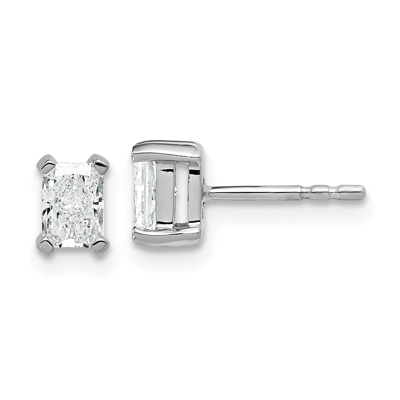 14K White Gold 3/4 ct Lab-Created Diamond VS/SI+ G+, Octagon / Radiant-Cut 4-Prong Stud Earrings