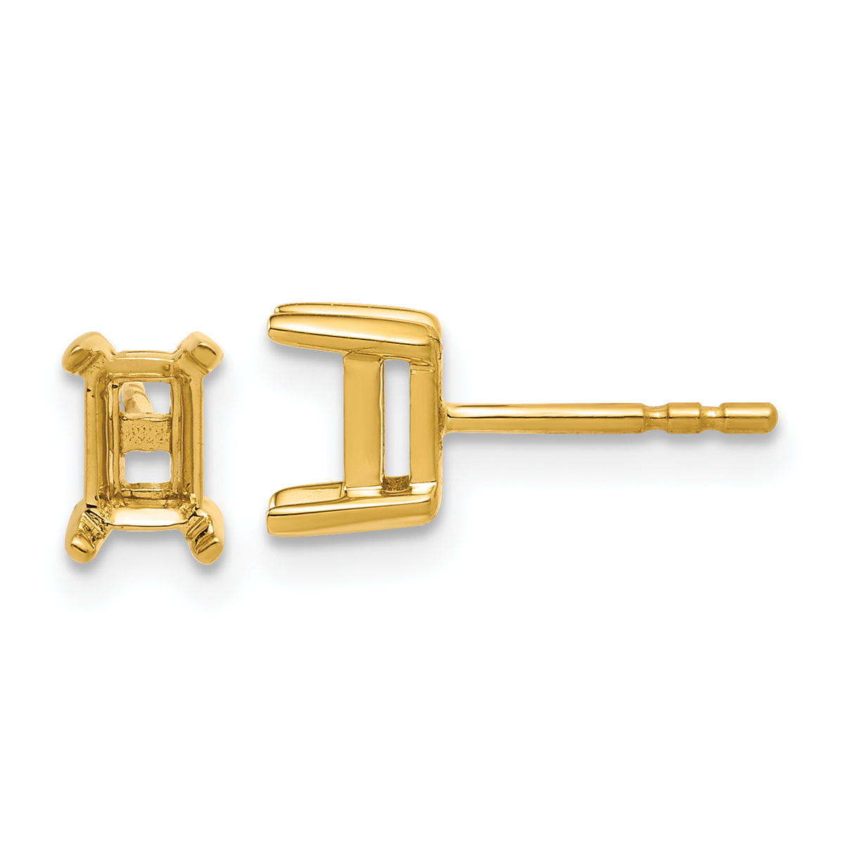 14ky 4.8x3.95mm Radiant Earring Mounting (No Stone Included)s