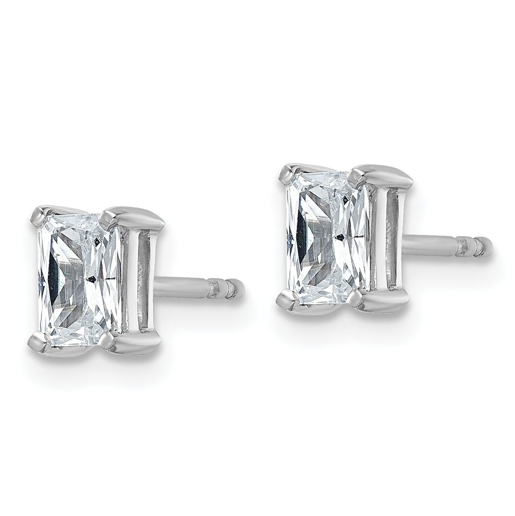 14K White Gold 1 ct Lab-Created Diamond VS/SI+ G+, Octagon / Radiant-Cut 4-Prong Stud Earrings