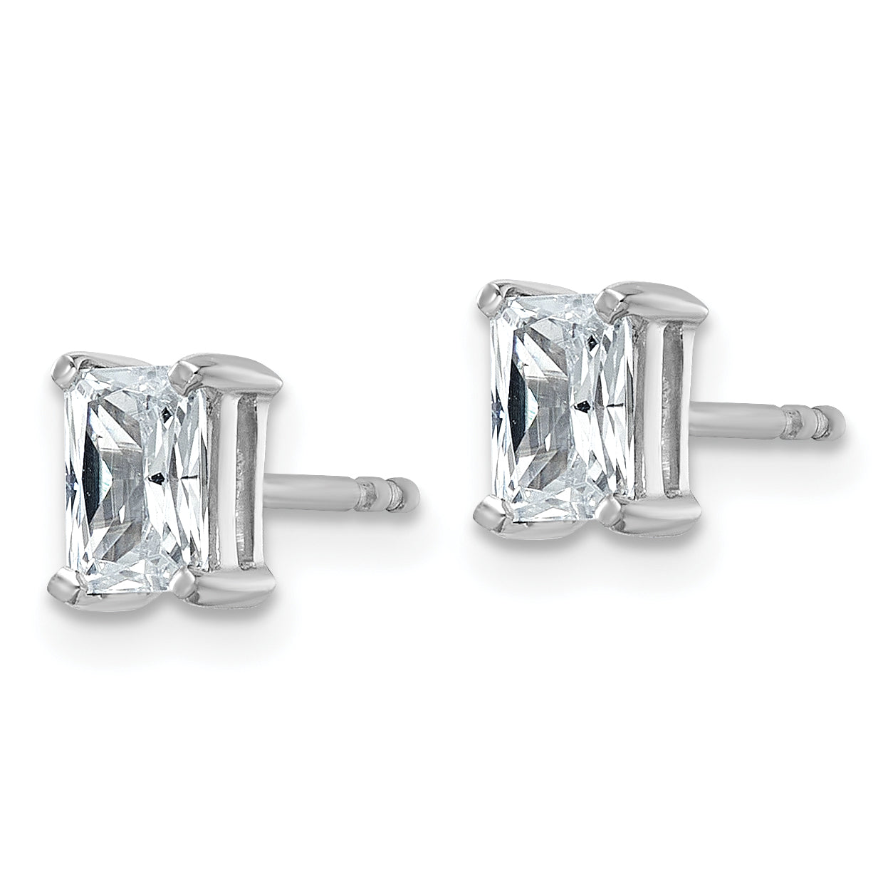 14K White Gold 1 ct Lab-Created Diamond VS+ F+, Octagon / Radiant-Cut 4-Prong Stud Earrings