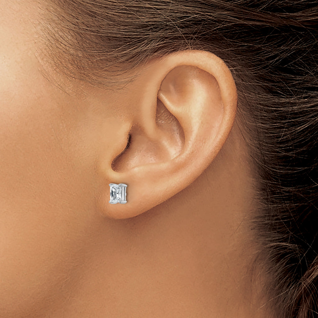 14K White Gold 1 ct Certified Lab-Created Diamond VS/SI+ G+, Octagon / Radiant-Cut 4-Prong Stud Earrings