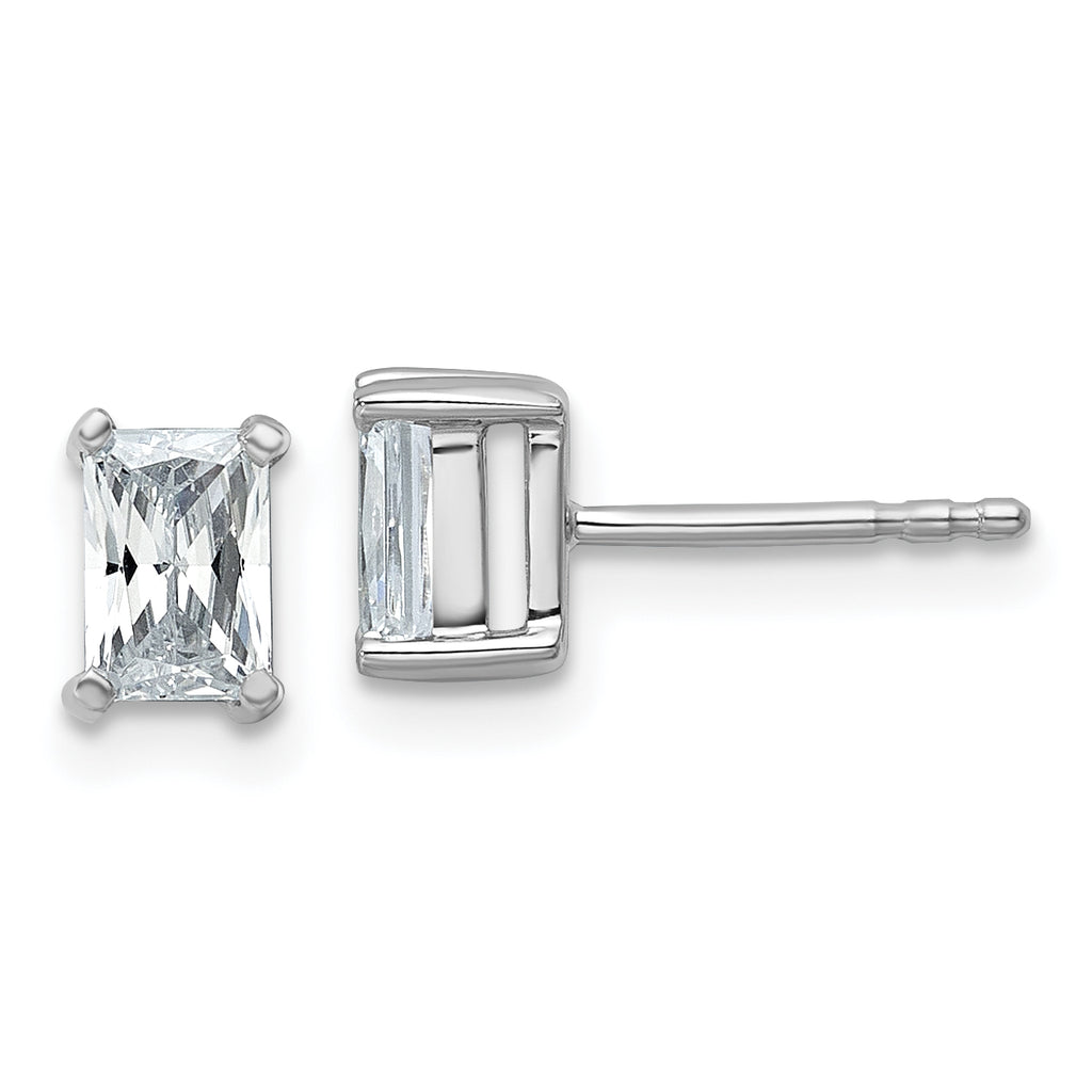 14K White Gold 1 ct Certified Lab-Created Diamond VS/SI+ G+, Octagon / Radiant-Cut 4-Prong Stud Earrings