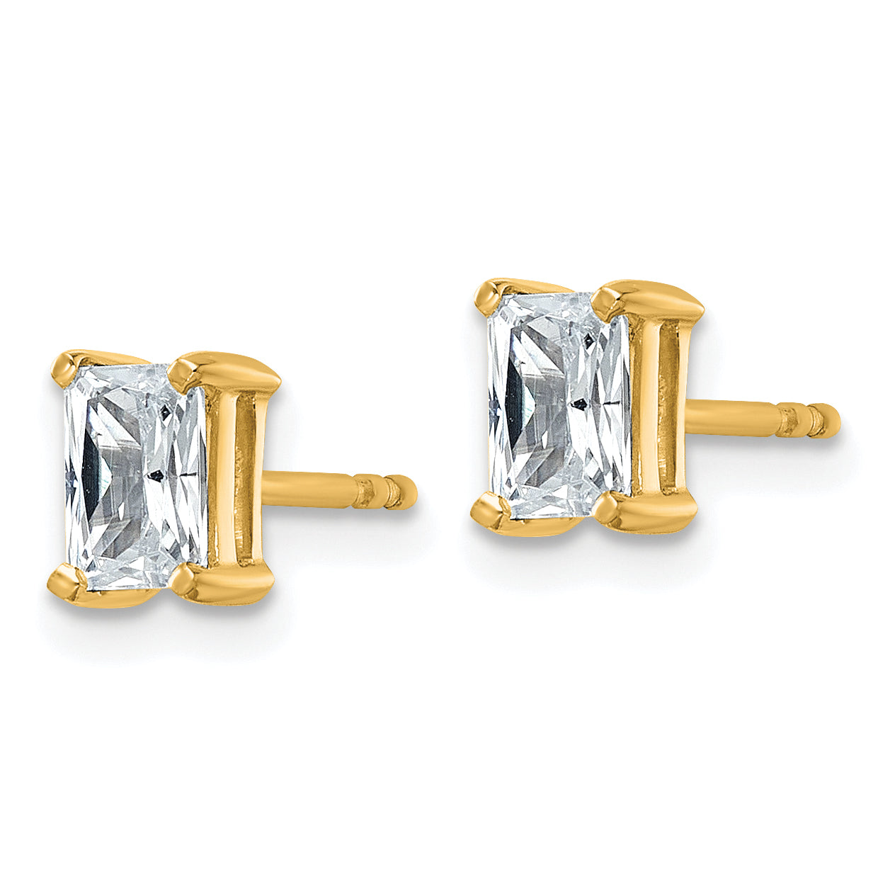 14K Yellow Gold 1 ct Certified Lab-Created Diamond VS/SI+ G+, Octagon / Radiant-Cut 4-Prong Stud Earrings