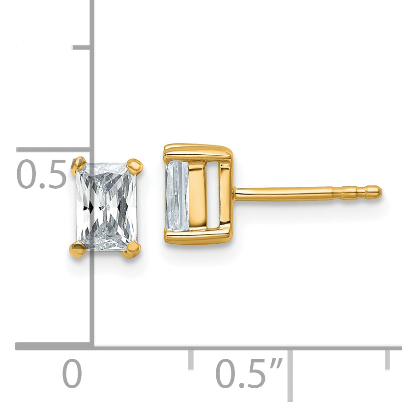 14K Yellow Gold 1 ct Lab-Created Diamond VS+ F+, Octagon / Radiant-Cut 4-Prong Stud Earrings