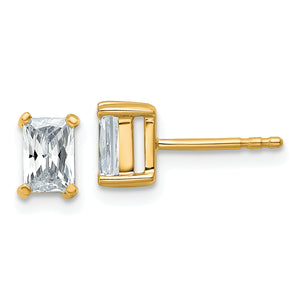 14K Yellow Gold 1 ct Lab-Created Diamond VS+ F+, Octagon / Radiant-Cut 4-Prong Stud Earrings