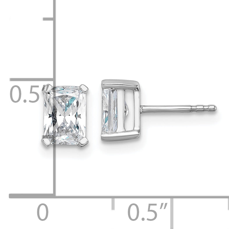 14K White Gold 1 1/2 ct Lab-Created Diamond VS+ F+, Octagon / Radiant-Cut 4-Prong Stud Earrings