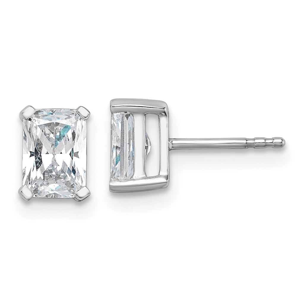 14K White Gold 1 1/2 ct Lab-Created Diamond VS/SI+ G+, Octagon / Radiant-Cut 4-Prong Stud Earrings