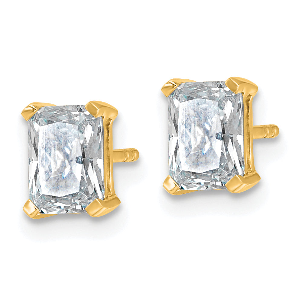 14K Yellow Gold 1 1/2 ct Certified Lab-Created Diamond VS/SI+ G+, Octagon / Radiant-Cut 4-Prong Stud Earrings Secondary image