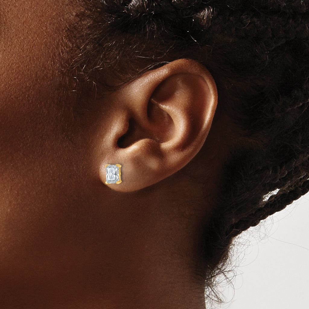 14K Yellow Gold 1 1/2 ct Lab-Created Diamond VS/SI+ G+, Octagon / Radiant-Cut 4-Prong Stud Earrings