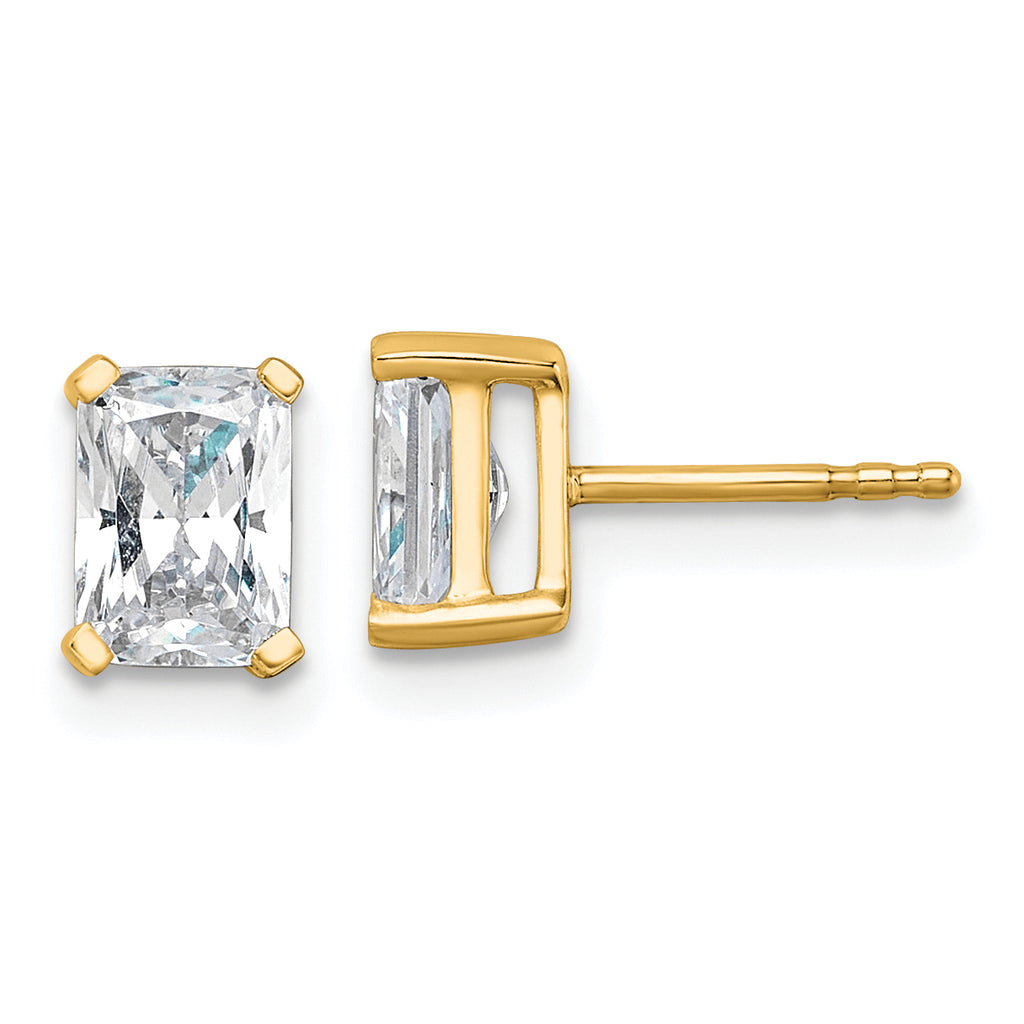 14K Yellow Gold 1 1/2 ct Certified Lab-Created Diamond VS/SI+ G+, Octagon / Radiant-Cut 4-Prong Stud Earrings