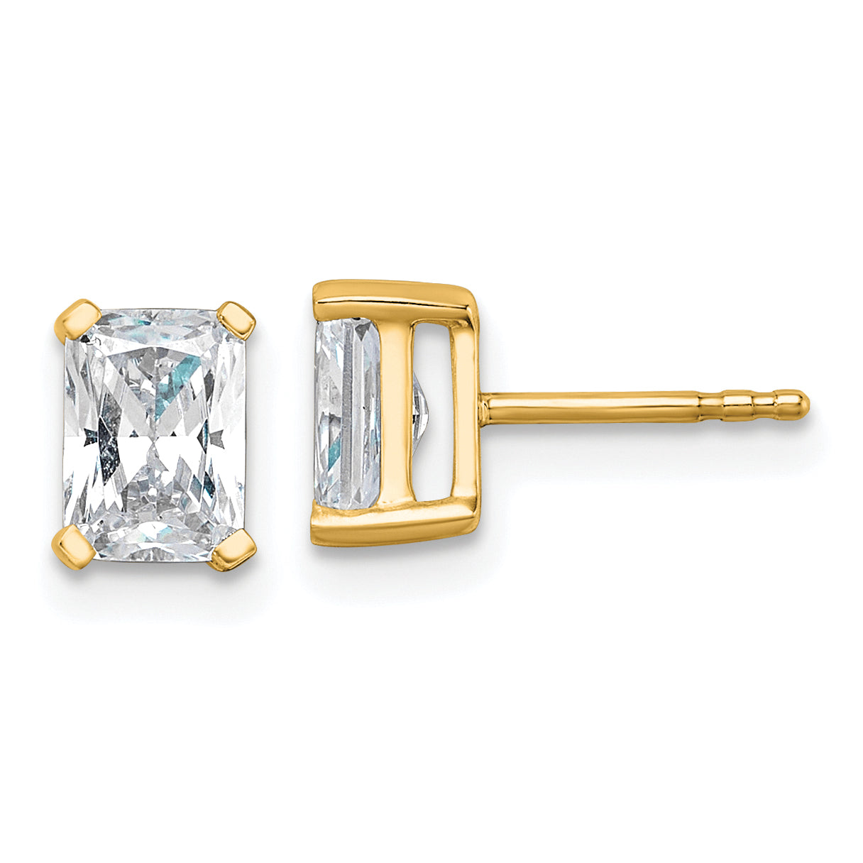 14K Yellow Gold 1 1/2 ct Certified Lab-Created Diamond VS/SI+ G+, Octagon / Radiant-Cut 4-Prong Stud Earrings