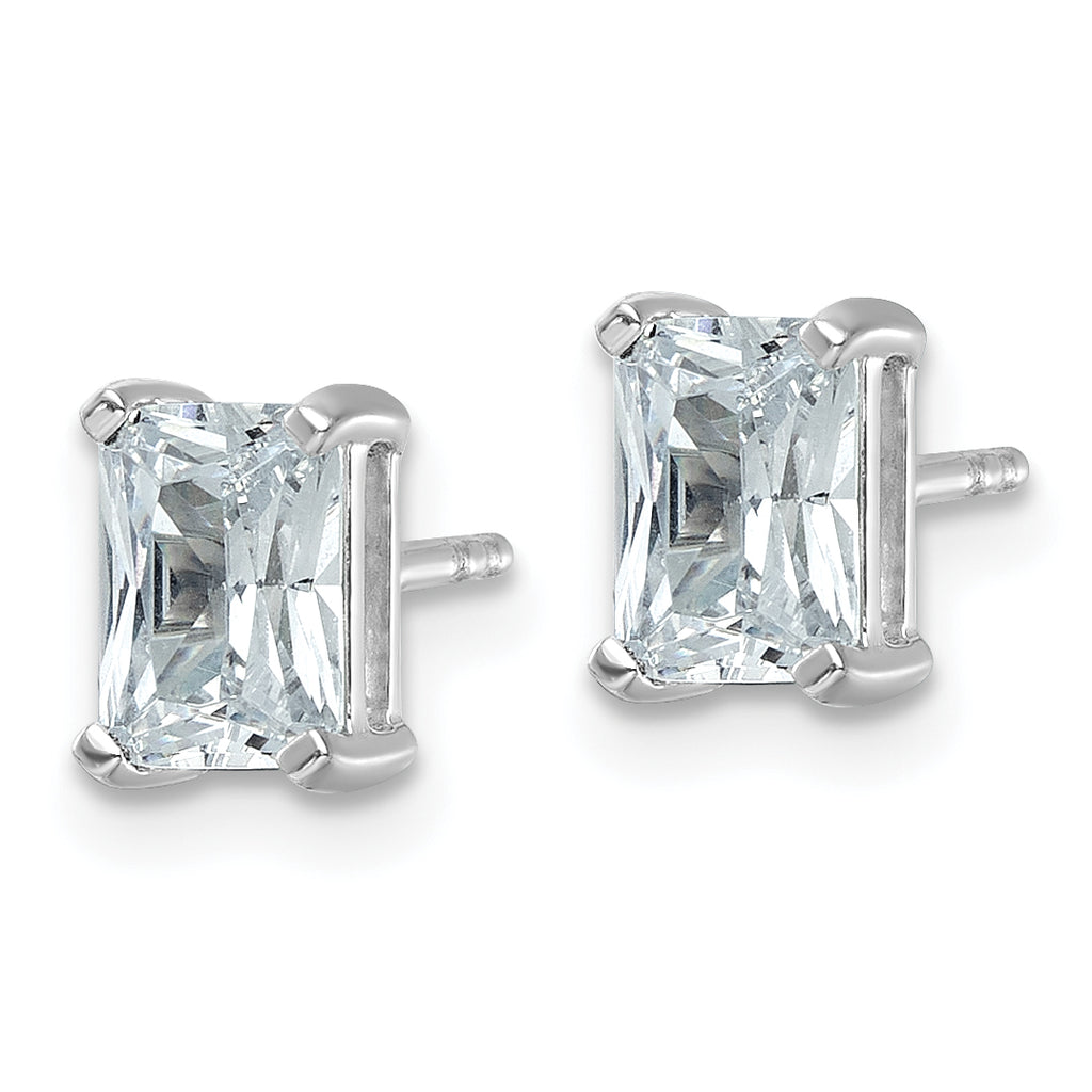 14K White Gold 2 ct Certified Lab-Created Diamond VS+ F+, Octagon / Radiant-Cut 4-Prong Stud Earrings