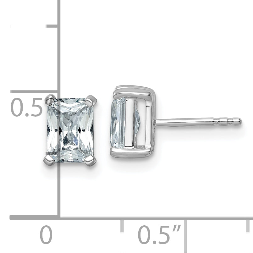 14K White Gold 2 ct Certified Lab-Created Diamond VS+ F+, Octagon / Radiant-Cut 4-Prong Stud Earrings