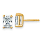 14K Yellow Gold 2 ct Certified Lab-Created Diamond VS/SI+ G+, Octagon / Radiant-Cut 4-Prong Stud Earrings